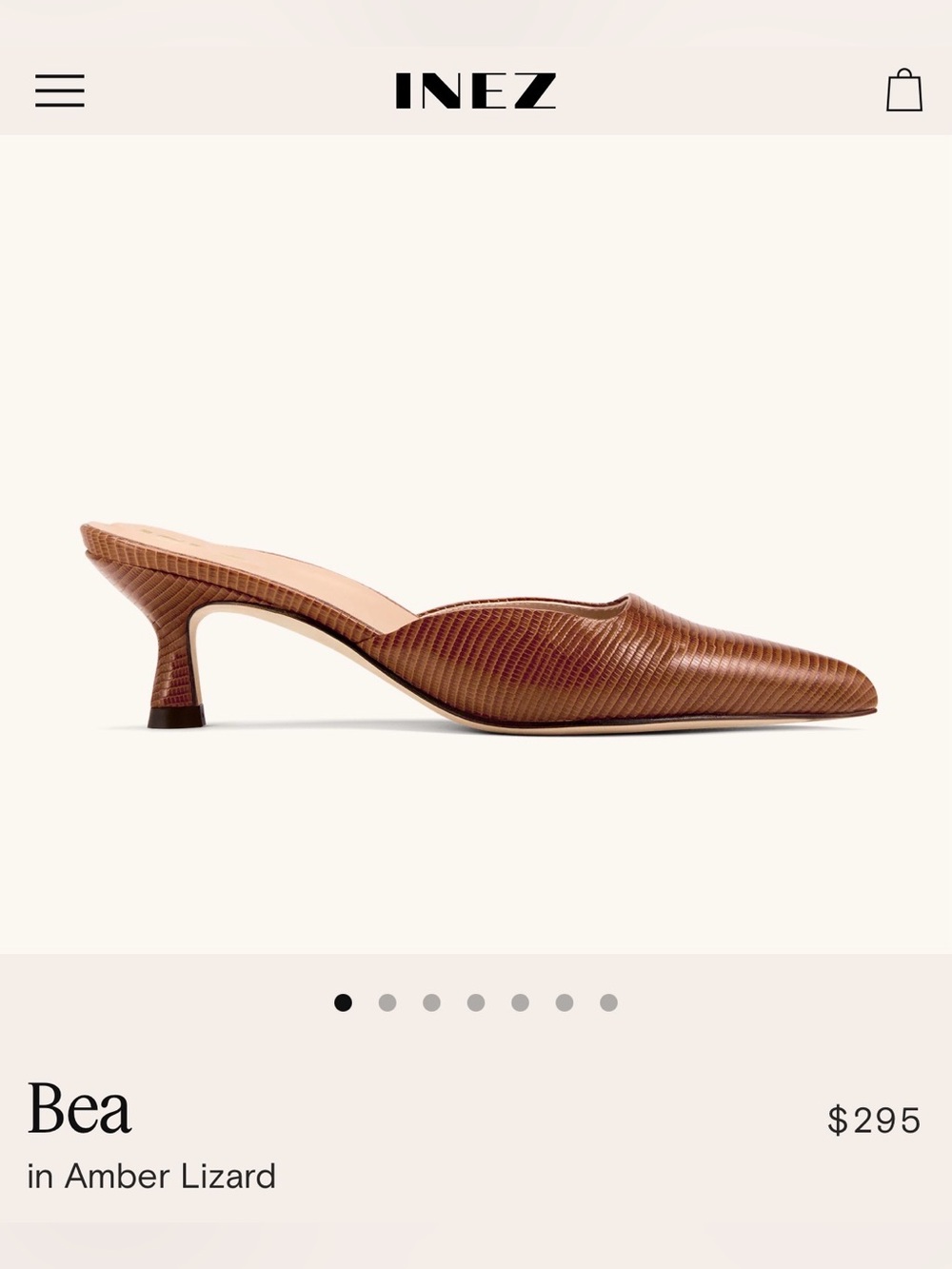 Inez NEW IN BOX Bea in amber lizard, pointed toe mule kitten heel size 9 - Picture 6 of 12